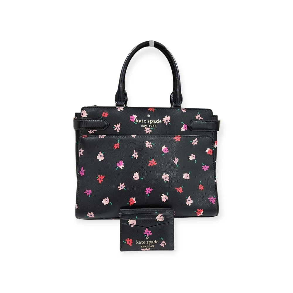 KATE SPADE DITSY BUD SATCHEL WITH MATCHING CREDIT CARD HOLDER